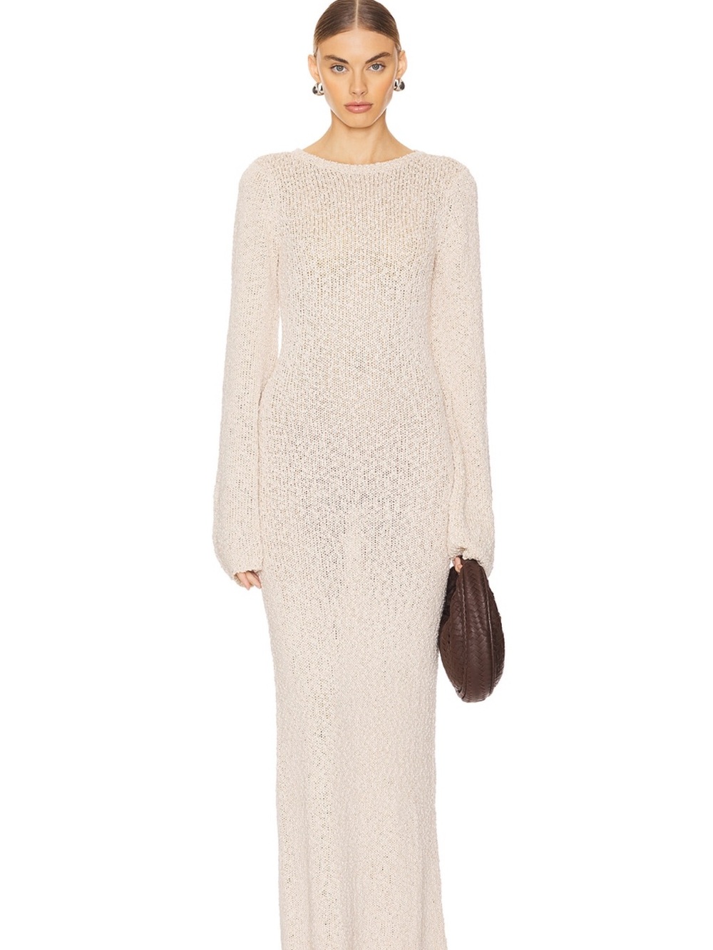 TulaRose Cream Knit Long Sleeve Maxi Dress
